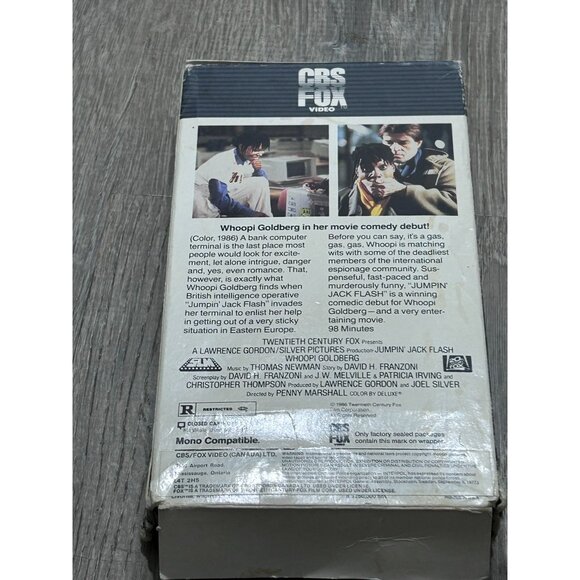 Vintage 1992 VHS Movie of Jumpin Jack Flash Featuring Whoopi Goldburg R Rated - Picture 3 of 4